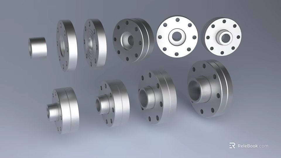 Various Sizes and Designs of Stainless Steel Pipe Flanges for Industrial Applications 3d model 
