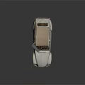 Silver Vintage Car With Brown Roof On Reflective Ground In Retro Style