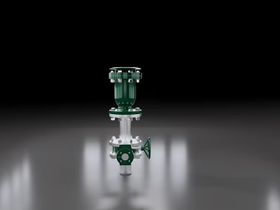 Green And White Industrial Valve With Vertical Structure And Metallic Base 3d model