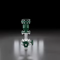 Green And White Industrial Valve With Vertical Structure And Metallic Base