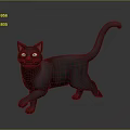 Gray Cat with Blue Eyes Black Ears White Whiskers Walking Pose Raised Tail Gray Background