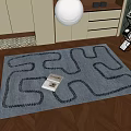 Square Area Rug with Light Gray Wavy Black Patterns in Modern Home Living Room