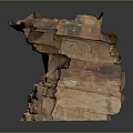 Artistic Stacked Stone and Wood Structure with Natural Textures and Layered Design