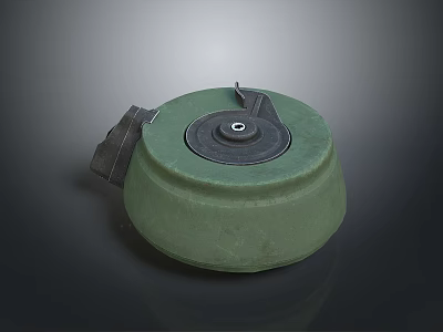 Green Military Grenade Weapon With Black Fuse And Round Base 3d model
