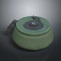 Green Military Grenade Weapon With Black Fuse And Round Base