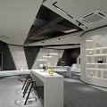 Modern Public Office Area With Open Layout Work Desks Office Chairs And Lighting Fixtures