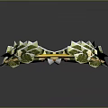 Green Plant Wreath With Decorative Leaves And Yellow Accents On Black Background