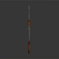 Vintage Rifle With Red Wooden Stock Grip And Shiny Metal Components Design