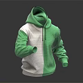 Green And White Casual Hoodie With Long Sleeve And Zip Front Design