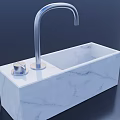 Elegant White Marble Washbasin With Curved Silver Faucet And Control Knob