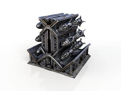 Industrial Mechanical Structure With Layered Metal Frames Multiple Cylinders And Engines 3d model