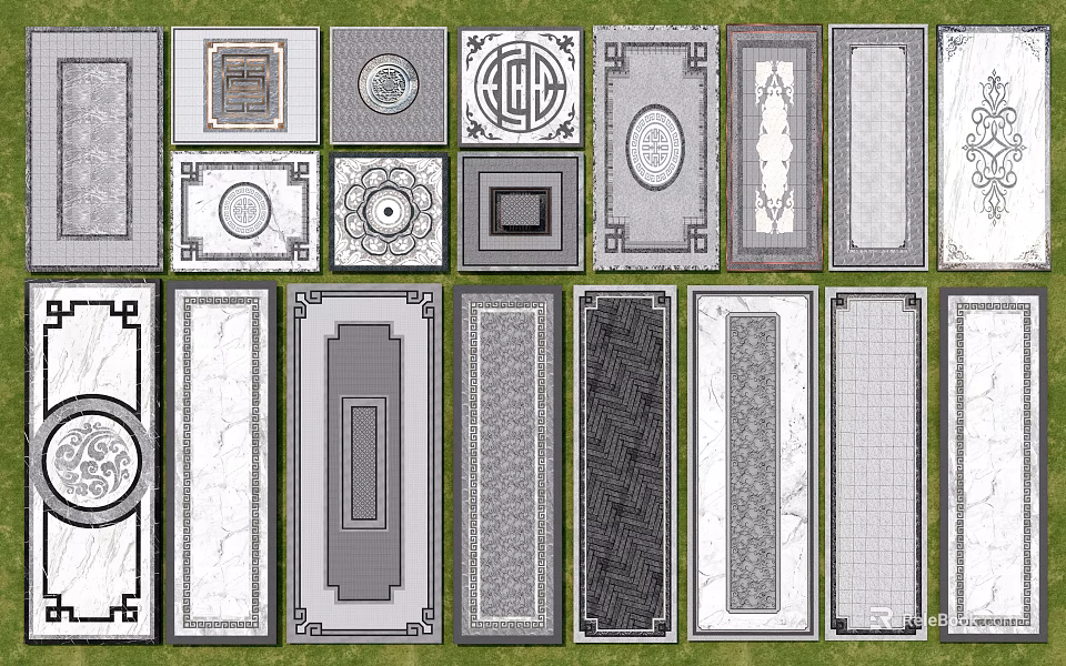 Garden Ornaments With Diverse Paving Patterns And Geometric Designs For Outdoor Spaces 3d model 