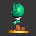 Angry Green Cartoon Cat Character With Kicking Pose On Yellow Base And Orange Rocks