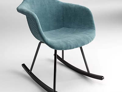 Modern Teal Velvet Rocking Chair With Black Metal Legs Comfortable Stylish Seating For Living Room 3d model