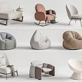 Modern Single Sofa Collection Featuring Neutral Tones Soft Textures And Various Styles 3d model