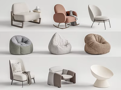 Modern Single Sofa Collection Featuring Neutral Tones Soft Textures And Various Styles 3d model