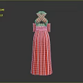 Man Wearing Red Striped Long Dress 3D Model on Gray Background