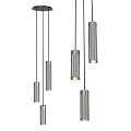 Modern Stylish Metallic Cylindrical Pendant Lights With Multiple Hanging Design 3d model