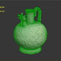 Celadon Vase With Dragon Shaped Decoration Lotus Patterns And Bamboo Handle
