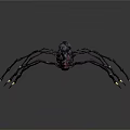 Mysterious Spider Creature Featuring Black Purple Body And Long Legs With Yellow Tips