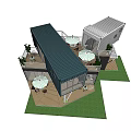 Modern Two Story Container Building With Large Windows Balcony Staircase And Glass Doors