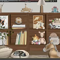 Natural Wooden TV Cabinet With Open Storage Shelves For Warm Lovely Family Living Room