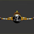 Yellow Toy Spaceship With Stripe Design Cockpit Wings And Silver Nose