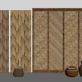 Log Pillar Homestay Partition Railing Fence 3d model