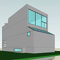 Modern Detached Villa with Gray Exterior Large Glass Windows and Overhanging Structure