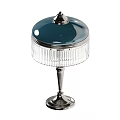 Elegant Teal Table Lamp With Crystal Fringes And Silver Stand Design