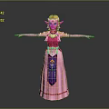 Princess Character Spreading Arms In Pink Gown With Golden Ornaments And Butterflies