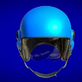 Blue Safety Helmet With Reflective Visor And Secure Strap Design 3d model