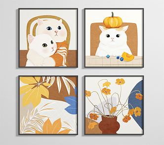 Modern Animal Painting Decorative Painting 3d model