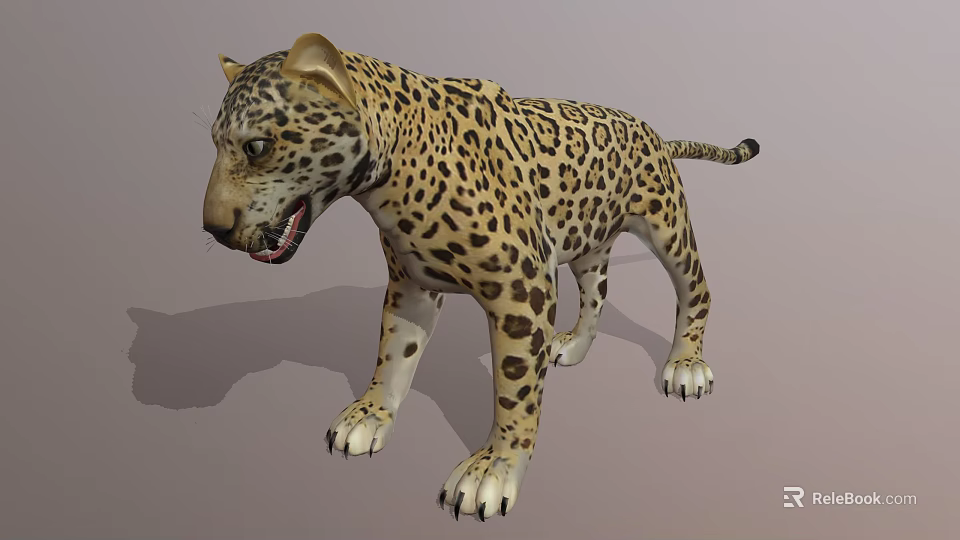 Realistic Reptile 3D Model With Leopard Print Pattern And Open Mouth Design 3d model 