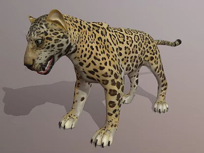 Realistic Reptile 3D Model With Leopard Print Pattern And Open Mouth Design 3d model
