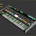 Modern Home Electronic Keyboard Featuring Black White Keys Colorful Knobs And Buttons 3d model