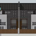Traditional Chinese Semi Detached Villa With Two Story Glass Windows Balcony And Greenery