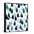 Abstract Paintings With Blue And White Circular Patterns In Black Frames On Wall 3d model