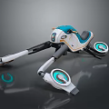 Futuristic Space Exploration Vehicle With Blue White Design And Advanced Planetary Mobility For Cosmic Missions