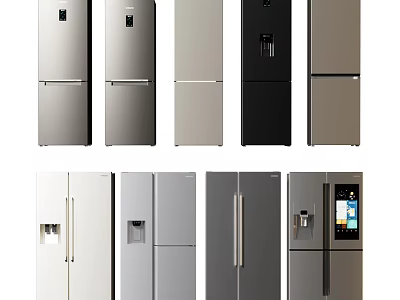 Various Styles Fridge Freezers In Different Colors With Double Triple Door And Water Dispenser 3d model