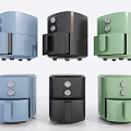 Modern Colorful Kitchen Appliances Air Fryers with Control Knobs in Blue Black Green