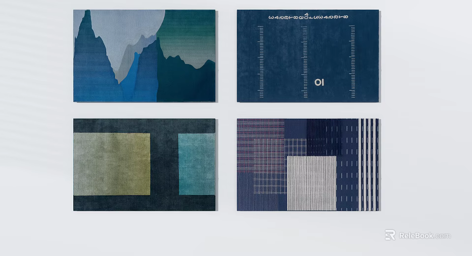 Square Rugs With Geometric Patterns Abstract Designs And Color Block Elements 3d model