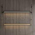 Modern Long Strip Bracket Light Mounted on Wooden Wall with Black and Gold Design