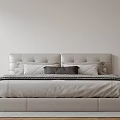 Modern Double Bed With Upholstered Headboard And Plush Pillows Light Gray Bedding 3d model