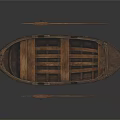 Classic Handcrafted Wooden Boat With Wooden Seats And Single Oar
