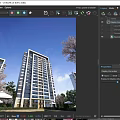 Modern High Rise Residential Building With Balconies Windows And Cherry Blossom Trees