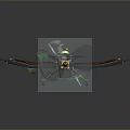 Futuristic Aircraft 3D Model Featuring Green Glowing Effects Dark Bronze Body And Dynamic Design