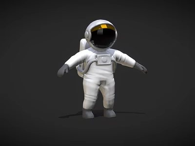Game Movie Character Astronaut 3D Model in White Spacesuit with Helmet and Backpack Standing Pose 3d model