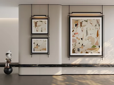Modern Abstract Painting Artwork For Interior Wall Decor With Framed Geometric Patterns 3d model