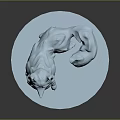 Light Blue Game Anime Fox Character 3D Model Standing Pose Fluffy Tail Circular Hollow Base